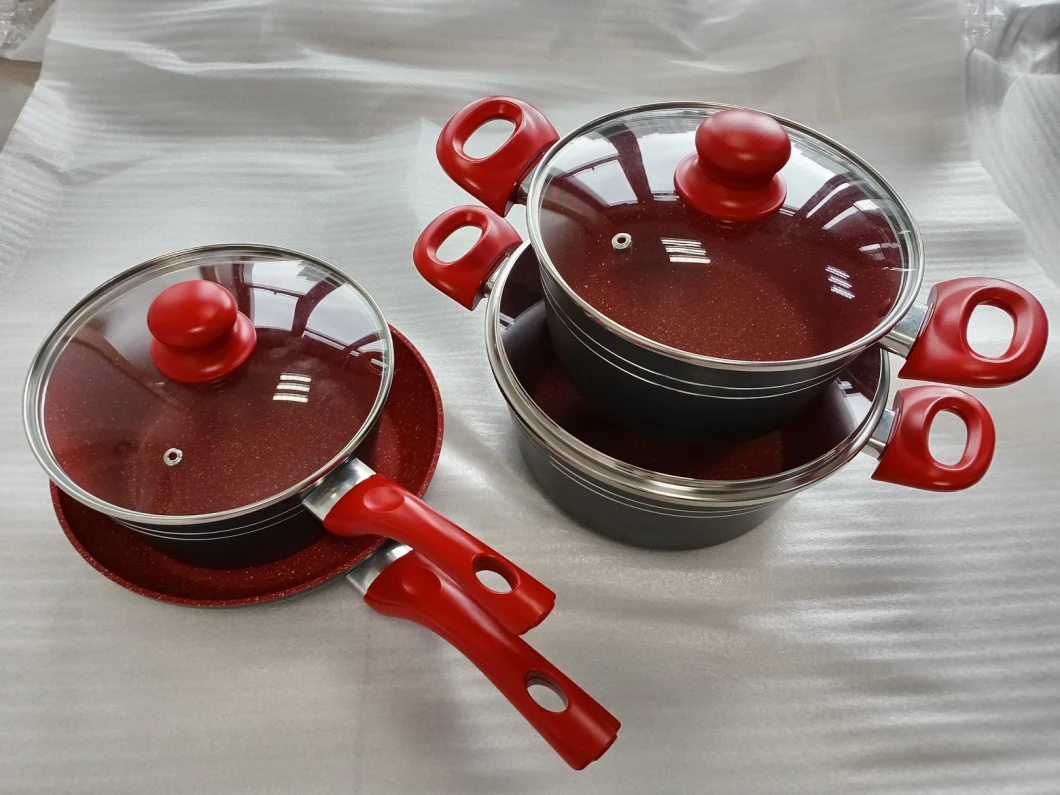 Factory Manufacture Ceramic Coating Non Stick Panelas with Painting Handle Pots and Pans Forged Aluminum Cookware Set with Induction Bottom