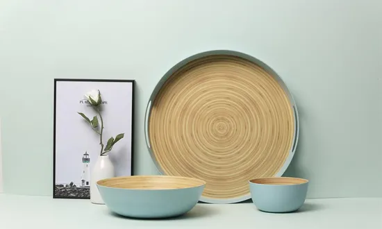 New Trend Customize RPET Material Gift Wood Grain Dinnerware Set Plastic