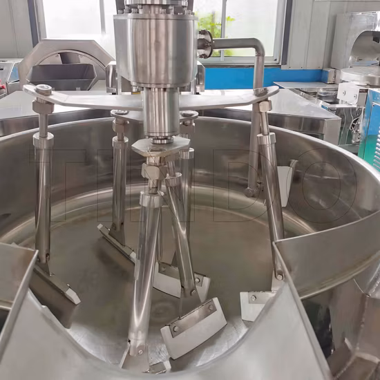 Gas Operated Jacketed Pot with Mixer Machine Steam Heated Cooking Kettle Machinery