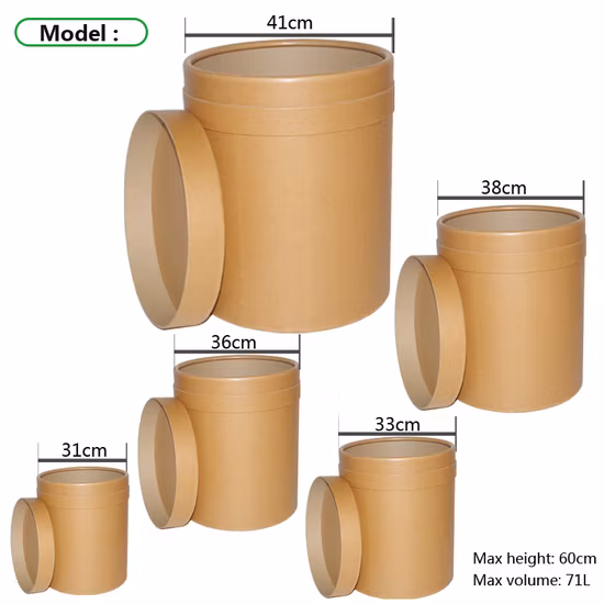 40L Wear Resistant Recyclable Multipurpose Kraft Paper Packaging Barrel