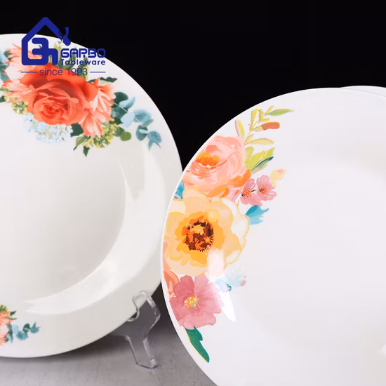 High Quality Ceramic Plates with Flower Decal Designs Dinner Sets Porcrlain Dished for Home