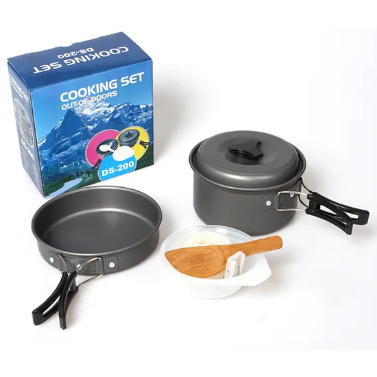 Camping Cookware Cooking Set with Folding Pot and Pans Set Equipment for Outdoor Backpacking, Hiking, Picnic Cooking