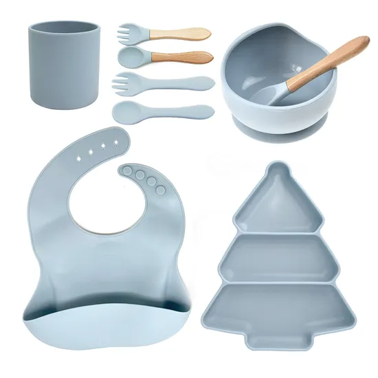 Children′s Cute Little Fox Silicone Compartmentalised Dinner Plate with Suction Cup Baby Silicone Complementary Food Bowl