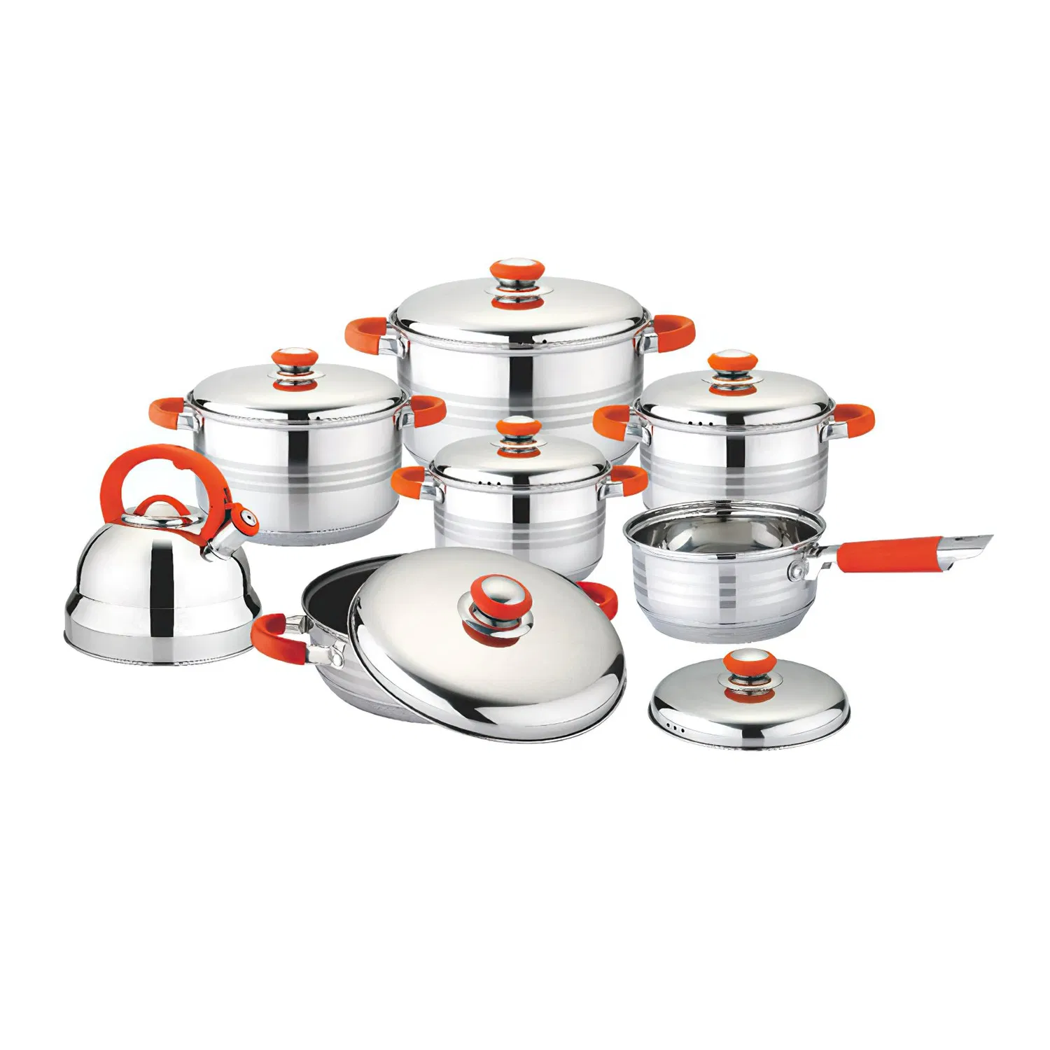 Quality Stainless Steel 14PCS Cookware Set with Whistling Kettle